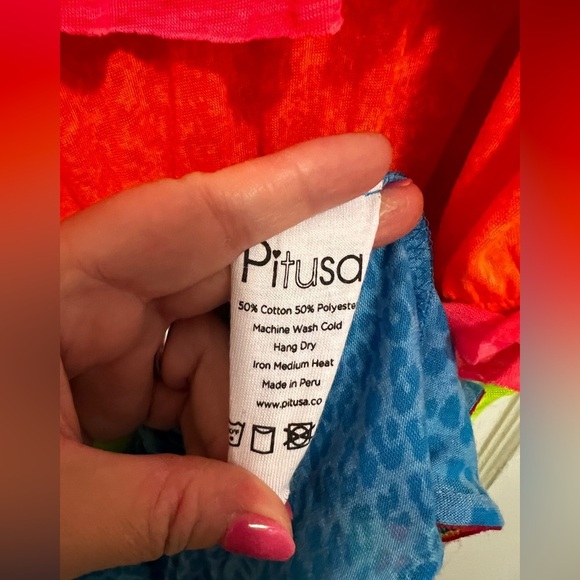 PITUSA Neon Rainbow Ruffle Mini Dress Cover Up Vacation Tropical - Picture 4 of 6